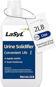 LaSyL Super Absorbent Powder - 100 Use, Solidify & Gel Urine in 1 Min, Deodorizer, Degradable - Easy to Port Waste Liquid - for Camping Portable Toilet, Urinals, Bedside Commodes, Pet Potty etc-2LB