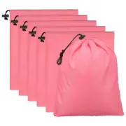 6pcs Drawstring Bag with Toggle 6 x 8 Inch Stuff Sack, Pink