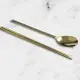 【首爾先生mrseoul】韓國 不鏽鋼筷金色筷子/湯匙 組合 湯匙X1 筷子X1