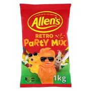 Allens Party Mix Retro Lollies 1kg Cola Teeth Milk Bottles Honey Bears Pineapples
