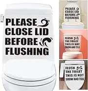 2 Pcs Flush Reminder Toilet Sticker Toilet Seat Lid Decals Removable Self-Adhesive DIY Stickers for Bathroom Bathtubs WC Restroom Modern Art Wall Decals