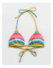 [Aerie] Shine Rib String Triangle Bikini Top in Multi