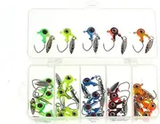 25Pcs Jig Heads Hooks Kit Freshwater Fishing Lures with Imitation Fish Eye Painted Fishing Jig Hooks for Bass Trout Crappie 0.14oz/0.08oz Set A 3.9g
