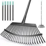 Garden Leaf Rake 18.5" Wide Heavy Duty Leaf Rake with 25 Metal Tines Leaves R...