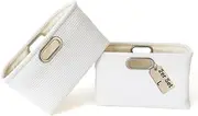 Storage Box (L) Set of 2 Cord Fabric - Foldable Basket in White - Organiser for Changing Unit, Wardrobe, Children's Room & Toys - High-Quality Fabric Boxes for Tidy - Cupboard Organiser
