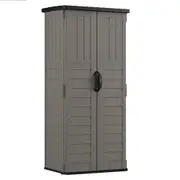 Suncast Vertical Resin Storage Shed Outdoor Garden Store Cabin 6x2FT Stoney