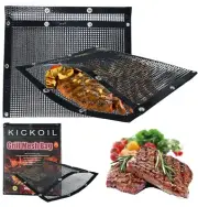 Large BBQ Mesh Grill Bags Set 2 Reusable Non-Stick