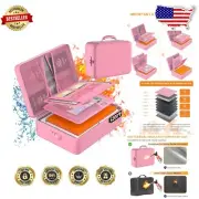 Portable Fireproof & Waterproof Document Organizer - 8 Layers, 5200°F Safe, Pink