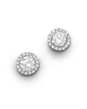 Halo Diamond Stud Earrings in 14K White Gold, 0.30 ct. t. w.