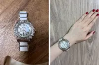 在飛比找Yahoo!奇摩拍賣優惠-FOLLI FOLLIE品牌漂亮閃亮鋯石陶瓷手錶