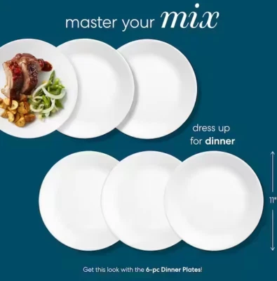 Corelle® Winter Frost White Dinner Plate 26cm Pack of 6