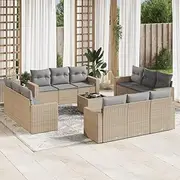 13 Piece Garden Sofa Set with Cushions Beige Poly Rattan, Garden Furniture Sets