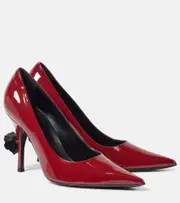 [Magda Butrym] Magda Butrym Floral-appliqué patent leather pumps AU 6 red