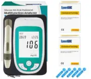 Blood Cholesterol Meter Monitor Device 20 Test Strips 20 Lancets & Lancet