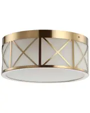 JONATHAN Y Cadence 15in Drum Metal/Glass Flush Mount