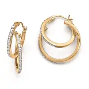 Sterling Silver Gold-Plated Diamond Mystique Double Hoop Earrings
