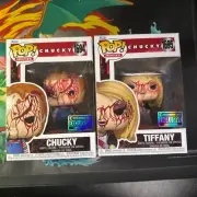 Funko Pop! Bride of Chucky - Bloody Chucky #1694 & Tiffany #1695 W/Protectors