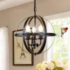 DLLT Chandelier Farmhouse Hanging Lighting, 3 Lights Globe Ceiling Light Fixt...