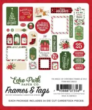 Echo Park Frame & Tags - The Magic Of Christmas, 34 Die Cut Cardstock Pieces