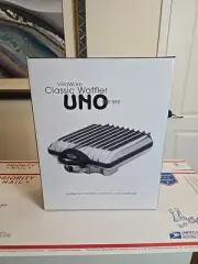 VillaWare Model 2001C UNO Belgian Waffler 4 Square Waffle Maker Chrome, NEW