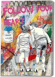 Banksy(1) Wall Art Painting on Canvas Wall Decorations for Living Room Stretched and Framed Canvas Print Bedroom Wall Pictures Ready to Hang(65x97cm_26x39in,Framed)