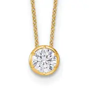 14k Yellow Gold 1 Ct. Lab Grown Diamond VS/SI+ G+ Round 18 inch Solitaire Slide Necklace