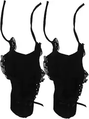 [SAFIGLE] 1 Pair Lace Invisible Socks Socks Princess Cute Socks Frilly Ankles Socks Lace No Show Socks Women's Socks Ruffle Frilly Socks Low Cut Short Socks Dance Socks Cotton Black