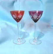 Set of 2 Stemmed Crystal Egg Cups Ribbed 4.5 Inches Tall Breakfast Coddler