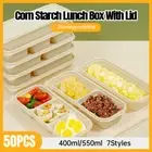 Biodegradable Corn Starch Meal Prep Containers Lids Durable Multi Compartment