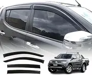 OAD4X4 Weathershields Compatible with Mitsubishi Triton Dual Cab 2006-2015, Injection Weather Shields Window Visors Wind Deflectors Sun Rain Guard 4PCS Set