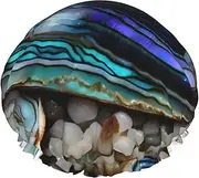 Abalone Nacre Print Shower Cap For Women Men Reusable Lightweight Soft Bath Hair Cap With Elastic Band