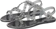 [Kenneth Cole] Reaction Women's Dahlia Jelly Jewel Sandal Flat Platform, Pewter, 9