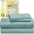 400 Thread Count 100% Cotton Sheets, King Size Sheet Set, Luxury Sheets & Pillow