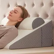 Simpledad Wedge Pillow with Adjustable Pillow,12" Wedge Pillow for Acid Reflux and Back Pain Relief, Snoring, Bed Wedge Pillow for Sleeping After Surgery. Cooling Memory Foam Top