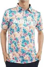 Admiral GOLF(アドミラルゴルフ) ADMA335 Men's Golf Shirt, Leaf Print Shirt, Blue, LL