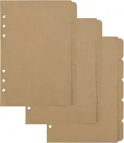 Bluecell 3 Sets Kraft Paper Divider Index Page Tab Cards for 6-Holes Ring Bin...