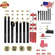 21-Piece Indexable Lathe Turning Tool Kit - Precision Carbide Inserts & Holders