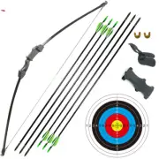 Archery Recurve Takedown Bow and Arrow Set 15-20lbs for Practice Bow