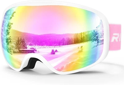 Kids Ski Goggles Snowboard Goggles Gifts for Boys A06-white/Revopink (vlt 46%)