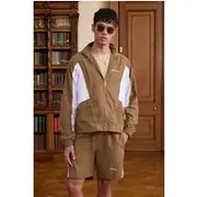 Mens Brown Regular Fit Crinkle Nylon Panelled Track Jacket