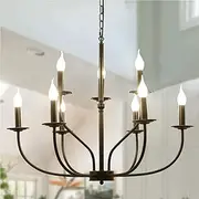 Ganeed Farmhouse Chandelier 9-Light Black Classic Candle Pendant Light Fixture Hanging Light Vintage Ceiling Chandelier for Dining Room,Kitchen,Bedroom,Foyer,Living Room