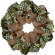 St Patrick's Day Country Burlap Ribbon Wreath Handmade Deco Mesh