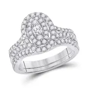 14k White Gold Round Diamond Bridal Wedding Ring Set 1 Cttw