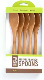 To Go Ware Reusable Bamboo Spoons | Camping Utensils | Eco Friendly (Pack of 5)