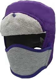 [FEATUR] Winter Aviator Pilot Cap,Winter Siamese Windproof hat, hat with Ear Flaps, Men and Women Winter Hats Warm Hat Integrated Ear Protection Windproof Ski Hat Thickened (Color : C, Size : 56-58cm) (Color