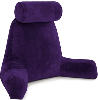 Husband Pillow XXL Reading Pillow for Bed Backrest with Arms - Purple - Adult...