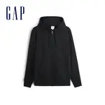 GAP 男裝 棉質縮口拉鍊連帽外套-純正黑色(567865)