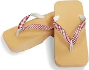 Hajime(一歩) [One Step] [Hajime] Geta Geta Clogs, Soft and Water Resistant, Made of Sponge, 10.6 inches (27 cm), BE/Checkered x Red, Checkered x Red (Japanese Pine x Red/27), Strawberry × Red, 27.0 cm