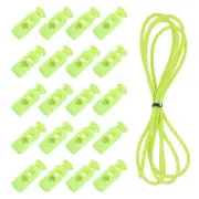 40 Pcs Double Hole Cord Locks with Elastic Cord, Fluorescent Green