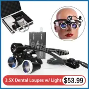 Dental 3.5X Magnification Binocular Loupe Surgery Magnifier LED Head Light Loupe
